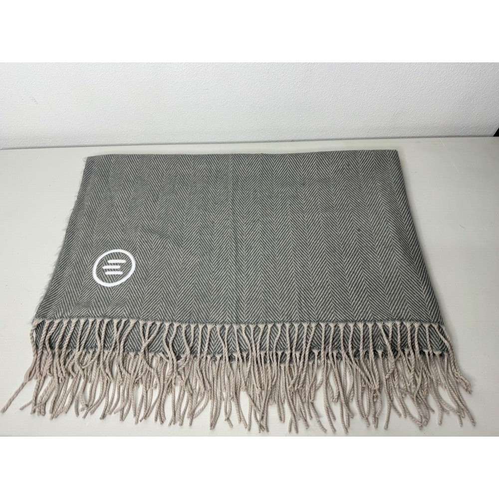 Kanata Blanket Co. Acrylic Blanket 61x50" Gray Knit Tassles With Logo - Clean!